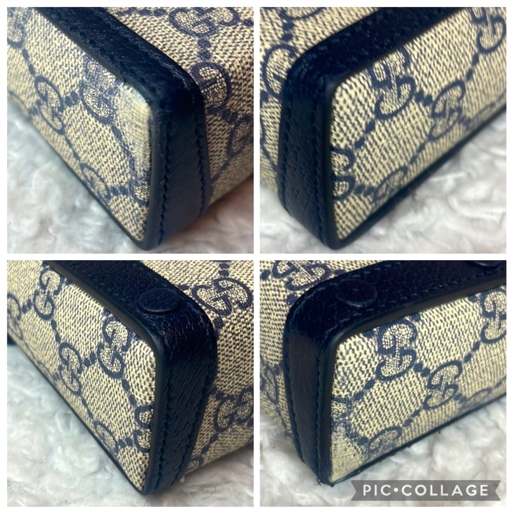Gucci GG Guccissima 1955 Horsebit Mini Rectangle Crossbody Bag Navy Beige 625615 - Picture 10 of 17